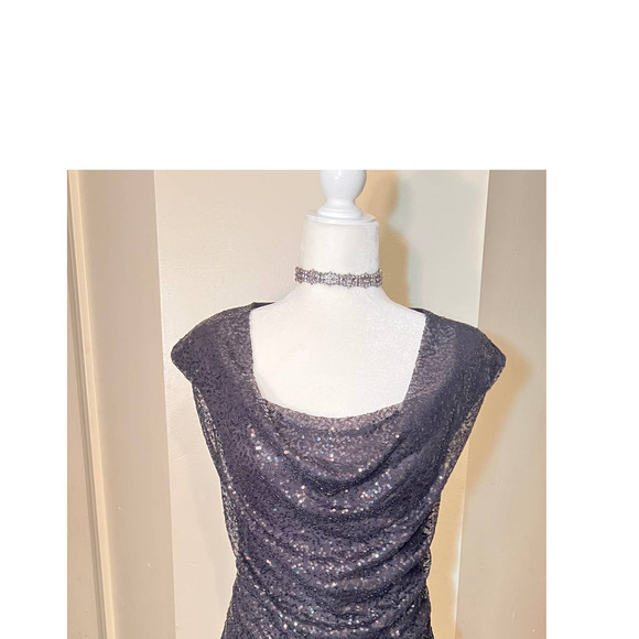Ann Taylor Short Cap Sleeved Cowl Neck Small Sequined Dress Shirt - Picture 11 of 11